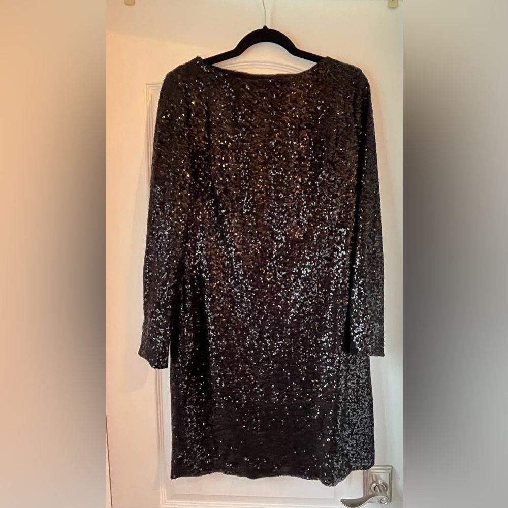 Ralph Lauren Black Sequin Long Sleeve Dress